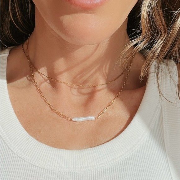 Pearl Necklace & Bracelet Set Bundle Waterproof Jewelry Baroque Pearl Necklace - Picture 1 of 12